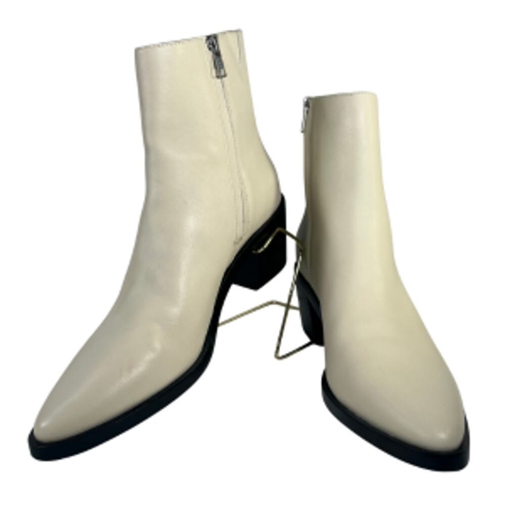 Madewell Cream Pointed Toe Ankle Boots Womens 7 Side Zip